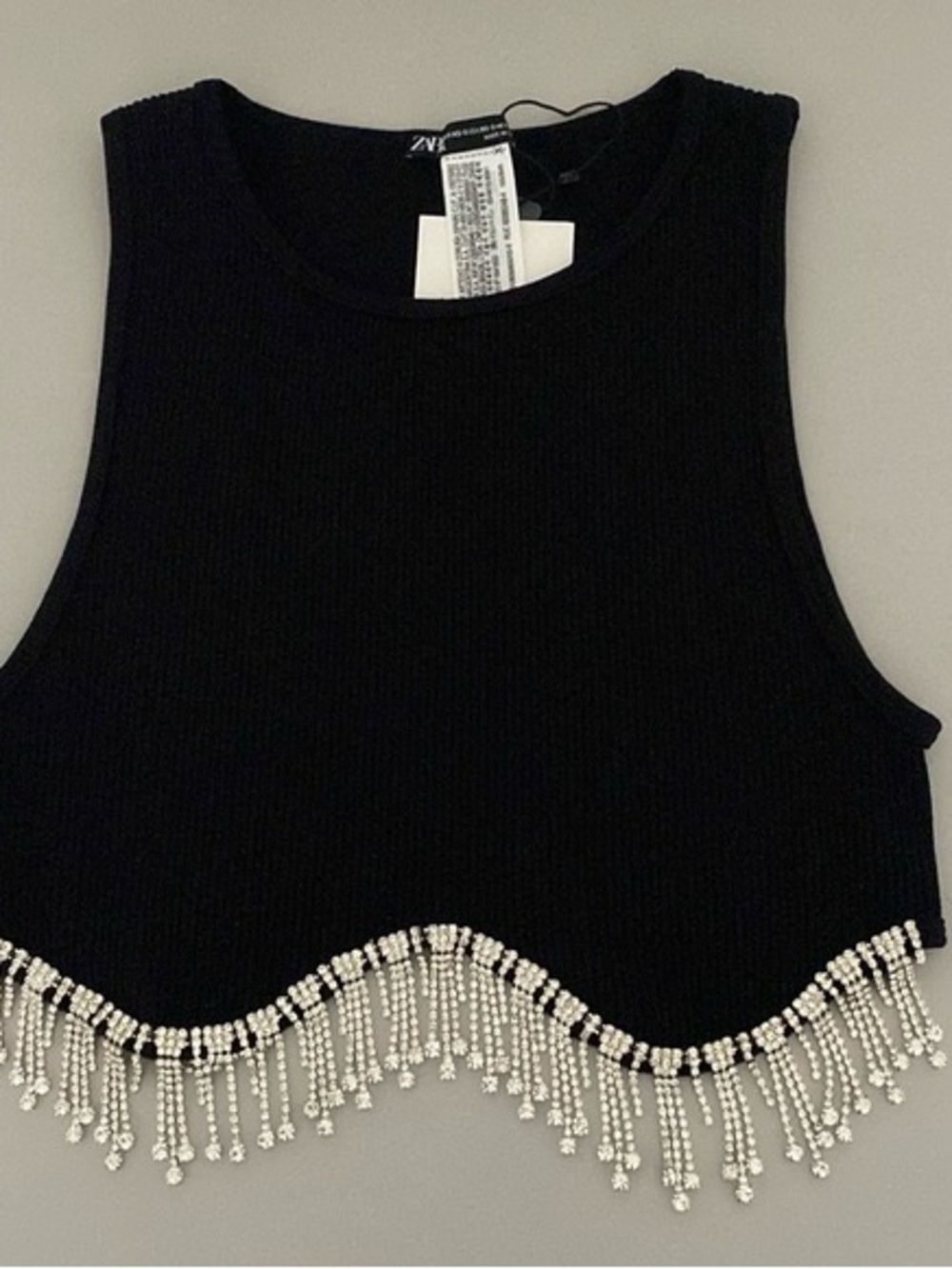 Zara Black Limitless Contour Collection Rhinestone Crop Top

Size M-L